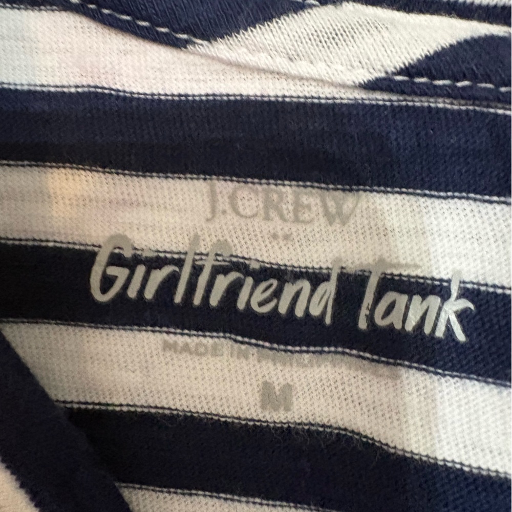J.Crew Striped Girlfriend Tank Top Navy White Nautical Coastal Preppy Size M - Picture 5 of 5